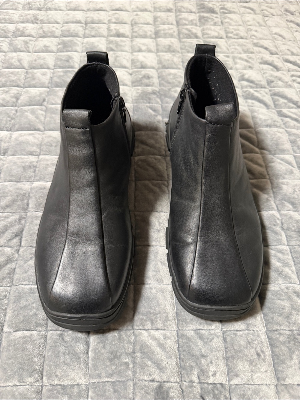 Men's Black Leather Slip-On Ankle Boots, zipper